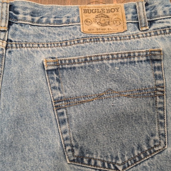 Vintage Bugle Boy 750 Jeans Mens 42W 30L Light Blue Wash Straight Leg Denim 90s - Picture 7 of 11
